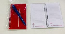 kit caderneta palavra f ( rosa) com caneta 