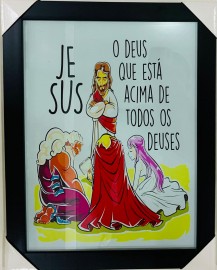 Quadro madeira com moldura e vidro individual (Deus que est acima de todos ....)