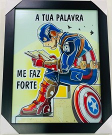 Quadro madeira com moldura e vidro individual (A Tua palavra me faz forte  )