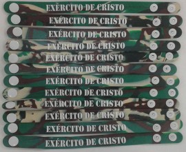 Pulseira borracha, exercito de Cristo,com 12 ps