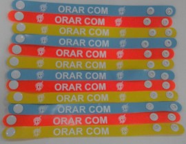 Pulseira borracha, orai com f,com 12 ps