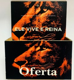 Porta envelope oferta (ele vive ele reina) em m.d.f pintado cada