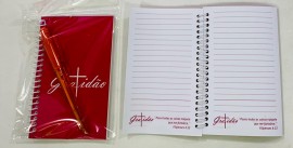 kit caderneta palavra gratido( rosa) com caneta 